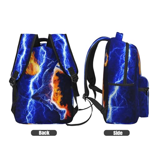 Basketball Backpack for Boys Blue Fire Lighting Schoolbag for Teenage Girls Kids Children Lightweight Waterproof Adjustable Sport Bag for Travel Hiking Camping Gym Backpack for Kids Boys 8-12 - color: Basketball Fire 01