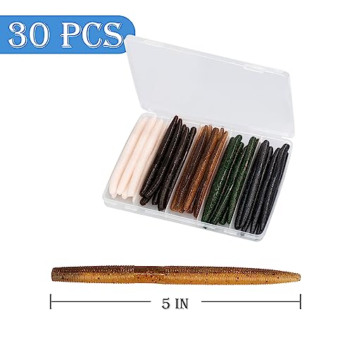 30/50/78/100Pcs Senko Worms Kit – 4"/5" Soft Plastic Fishing Lures with Salt Impregnation for Bass Fishing - color: Multi Colors D, size: 5 inch