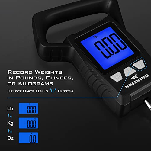 KastKing Fish Scale, WideView Floating Waterproof Digital Scale, 2.5” Large LCD Display, 110lb Capacity, Multi-Mode Pound/Ounces & Kilograms, Stores up to 9 Weights, Fishing Gifts for Men - color: D: Black combo