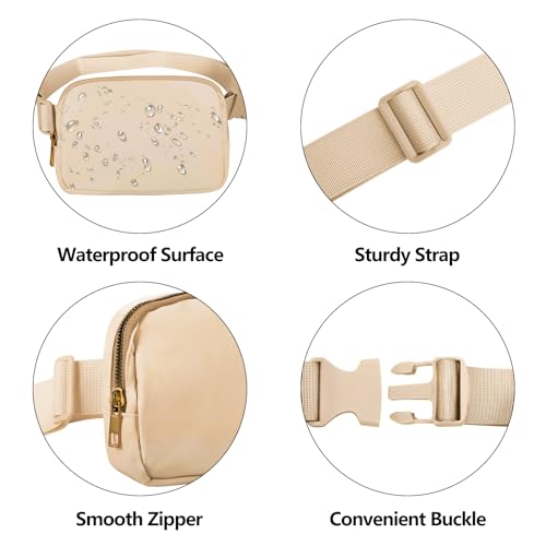 VOROLO Fanny Pack For Women And Men Crossbody Bag Belt Bag Khaki | Adjustable Strap Graduation Gifts Lightweight Travel Running - color: Khaki