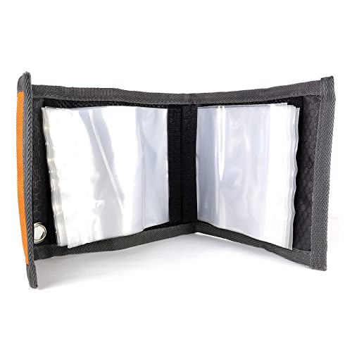 Aventik 10 Pockets Fishing Tackle Binder Fly Fishing Leader Tippet Line Wallet Leader Case Tippet Storage Fly Fishing Great for Pre-Tied Carp and Catfish Rigs - color: 2pcs-orange