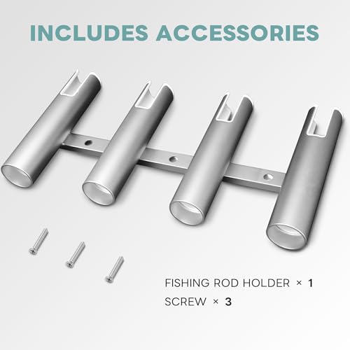 Aluminium Fishing Rod Holders for Boat, Wall-Mounted Fishing Pole Roof Rod Rack,Surf Fishing Rod Holder for Truck, Boats & Yacht - color: 4 Tubes Sliver