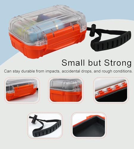 Small Waterproof Box Mini Dry Box Waterproof Container Watertight Storage Case Small Waterproof Boxes for Kayaking Boating Orange Drybox, 5.5" L x 4" W x 2.4" H