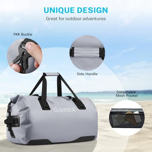 Gonex 40L 60L 80L Extra Large Waterproof Duffle Travel Dry Duffel Bag Heavy Duty Bag with Durable Straps & Handles for Kayaking Paddleboarding Boating Rafting Fishing - color: Gray, size: 80L