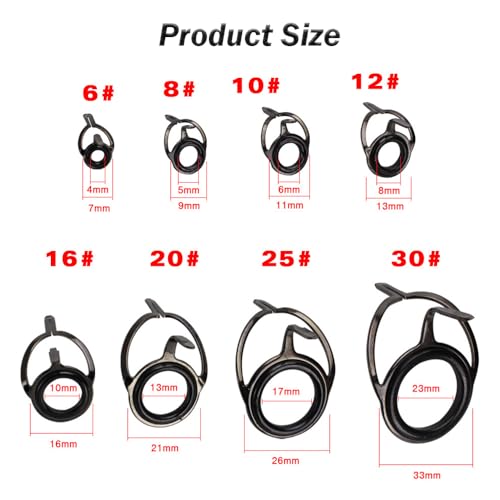 8 PCS Fishing Rod Tip Repair Kit Double Leg Fishing Rod Guides Eyes Stainless Steel Ceramic Ring Rod Tip Guide for Fishing Pole Eyelets Replacement kit