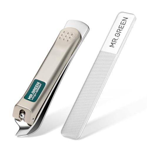 MR.GREEN Slanted Edge Nail Cutting Clippers Cuticle Nippers Tool Stainless Steel Dead Skin Oblique Tip Trimmer Manicure Scissors (Mr-1110+Glass File) - color: Mr-1110 + Glass File