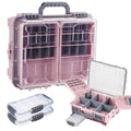 THKFISH Waterproof Tackle Box, Portable Fishing & Tackle Storage Box with Two 3500 Stowaway Boxes and Removable Dividers, Tackle Box, Thicker Floating Airtight Stowaway,Pink/Green/Blue/Grey - color: M-Pink