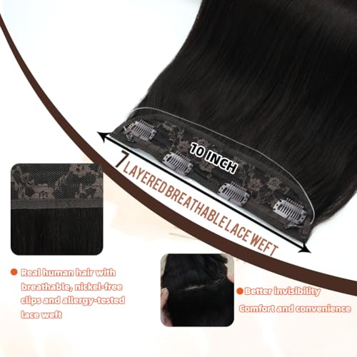 Invisible Wire Hair Extensions Real Human Hair - 14 Inch 70G Golden Brown Transparent Fish Line Clip-Ins Hair Piece, 100% Remy Human Hair Extensions for Women - color: #14 Golden Brown, size: 14 Inch