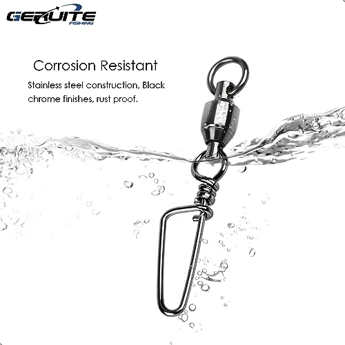 Snap Fishing Swivels Ball Bearing Black Nickel Ball Bearing Swivels Saltwater Heavy Duty Barrel Swivels for Freshwater Saltwater Fishing - size: Size 2+2(45lb) 20 Pcs