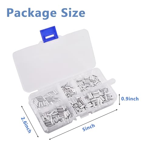 Aluminum Fishing Line Crimp Sleeves, Strong Crimps for Fishing Line Monofilament Saltwater Wire Leader Rigging Rope Cable (400pcs) - color: 400pcs
