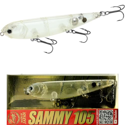 LUCKY CRAFT Sammy 105 Topwater Fishing Lures, 3 Hook, 4-1/8" Floating Freshwater Trout and Bass Lures, Walk-the-Dog Tournament Bait, Bass Fishing Gear and Tackle Box Accessories - color: 292 Lake Murray Clear