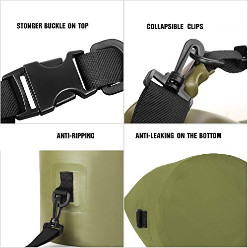 Unigear Dry Bag Waterproof, 2L/5L/10L/20L/30L/40L Floating and Lightweight Bags for Kayaking, Boating, Fishing, Swimming and Camping with Waterproof Phone Case - color: Army Green, size: 5L