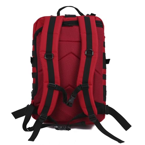 REEBOW GEAR Military Tactical Backpack for Men Large Army 3 Day Assault Pack Molle Hiking Daypack Bag (Red-black) - color: Red-black