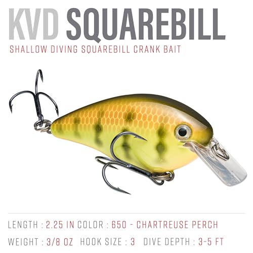 Strike King KVD 1.5 Hard Knock Fishing Lure, 3/8 oz, 3D Lifelike Eyes - color: 650 - Chartreuse Perch, size: 1.5-Ounce