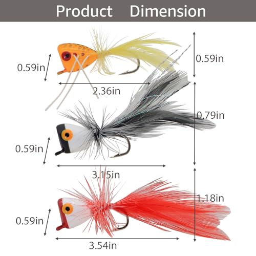 Fly Fishing Poppers, Topwater Fishing Lures Bass Crappie Bluegill Sunfish Panfish Trout Salmon Perch Steelhead Flies for Fly Fishing Bass Panfish Bluegill Trout Salmon - color: 10pcs-new design