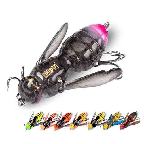 Kingdom Wasp Craw Bait Insect Bionic Floating Fishing Lures Swimbaits Hard Artificial Baits Lure for Freshwater and Saltwater Bass Carp Pike Walleye Fishing ABS Material Carbon Steel Three Book Hook - color: 02, size: 6.6g