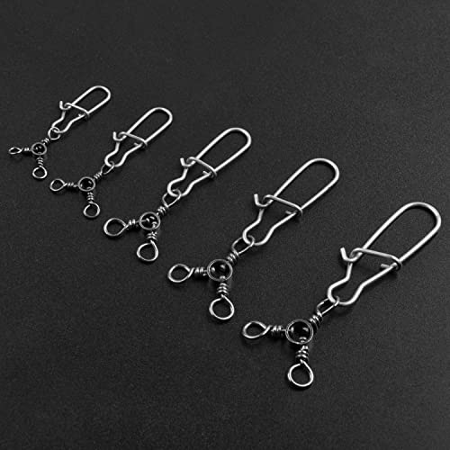 OROOTL 3 Way Snap Swivels Fishing Tackle, 50pcs Three Way Swivel with Duo Lock Snap Stainless Steel Cross Line Barrel Triple Swivels Snaps Connector for Saltwater Freshwater Fishing - size: 1#_83lb-50pcs