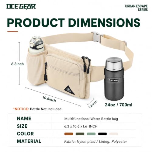 Waist Pack with Water Bottle Holder for Men Women Waist Bag Running Waist Pack Waterproof for Outdoor Travel Cycling Climbing Walking Fit All Phones (Bottle Not Included) (Beige) - color: Beige
