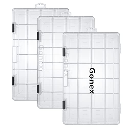 Gonex Fishing Tackle Boxes, 3600 3700 Tackle Trays with Adjustable Dividers, Clear Plastic Tackle Box Organizer Storage for Fishing Lure Bait Hook Jewelry Craft Beads Earring Container, 3 or 4 Packs - color: 3pcs 3700(Tray Size:14"x8.66"x1.85")