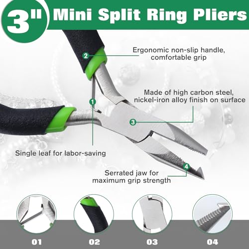 Mini Split Ring Pliers Jewelry Pliers 3" Split Ring Tool Jump Opener Keychain Opening for Jewelry Making Beading Crafting