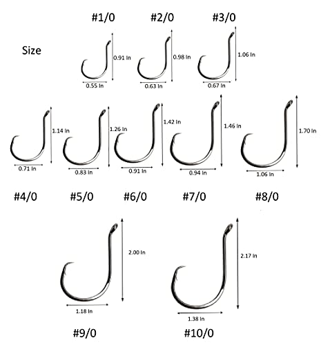 Angler's Grotto Heavy Octopus Short Shank Offset Circle Hook | 10/25/50 Count Per Pack | Freshwater Saltwater Fishing Hooks | 4X Strong High Carbon Steel | Size #1/0,#2/0,#3/0,#4/0,#5/0,#6/0,#7/0,#8/0,#9/0,#10/0 - size: Size #1/0, 25 Count