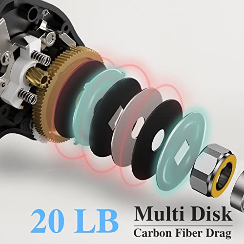 Cadence Vigor Baitcasting Reels - 9+1BB Super Smooth Baitcaster Reels with 20lbs Carbon Fiber Drag, 6.7oz Ultralight Fishing Reels, Low Profile Casting Reels with Magnetic Braking System