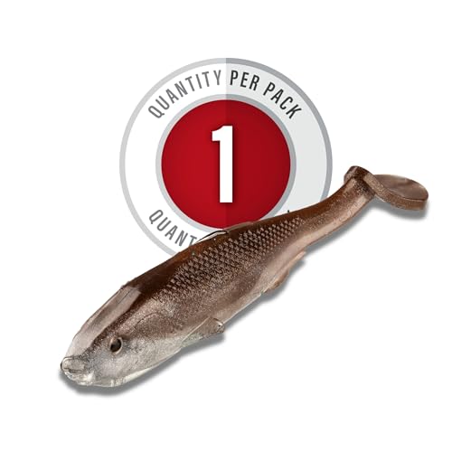Strike King Final Copy Weedless Fishing Lure, Pre-Rigged Soft Plastic Swimbait - color: Reel Shad, size: 4.75"