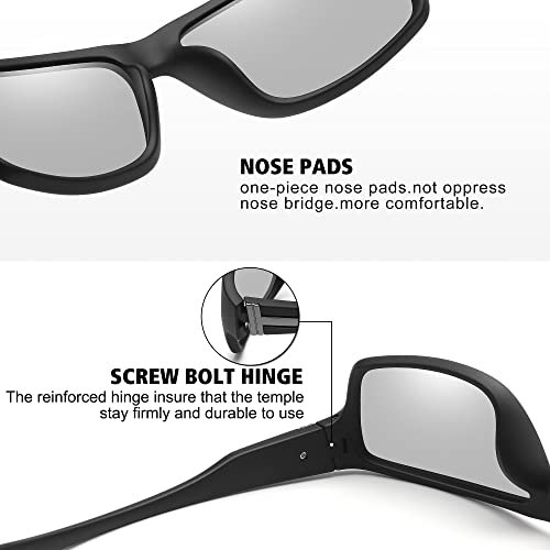 STORYCOAST Polarized Sports Sunglasses for Men Women Unbreakable Frame Cycling Fishing Driving - color: Black Frame-photochromic Lens