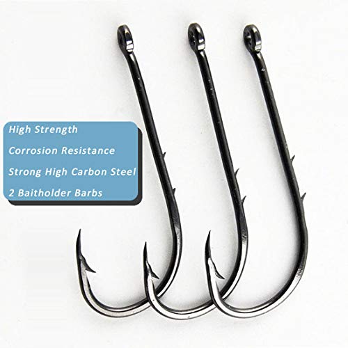 Baitholder Fishing Hooks Barbed Shank Beak Bait Holder Hooks Black Carbon Steel Offset Jig Fishing Hooks Saltwater Freshwater - size: #4 100pcs