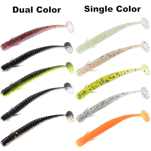Dr.Fish 10 Pack Paddle Tail Swimbait 3'' Soft Plastic Fishing Lure Bass Fishing Freshwater Minnow Shad Bait Crappie Panfish Blugill - color: Glow in Dark_3''