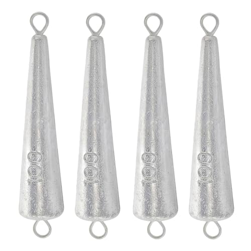 10PCS Fishing Weights Torpedo Sinkers Inline Trolling Sinkers Weights Kit Fishing Sinkers Catfishing Sinkers Saltwater Fishing Torpedo Weights Double Ring Sinkers-1oz(30g) - size: 3.53oz(100g)-4Pcs