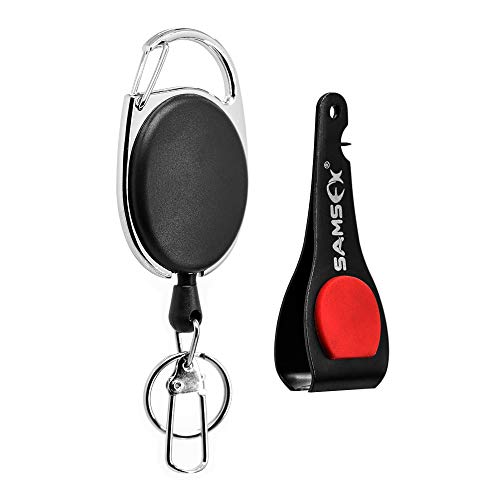 SAMSFX Fly Fishing Tippet Line Cutter Fishing Nippers Mulit-Tool with Zinger Retractors - color: Oval Retractors, 24" Nylon Cord