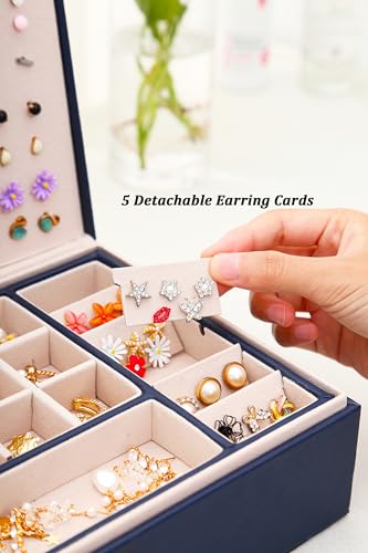 QBestry Womens Earring Jewelry Box for Girls Jewelry Earrings Organizer Box Earring Holder Organizer for Girls Jewelry Organizer Boxes for Women Girls Stud Earrings Organizers Jewelry Box Navy - color: Navy, size: Medium