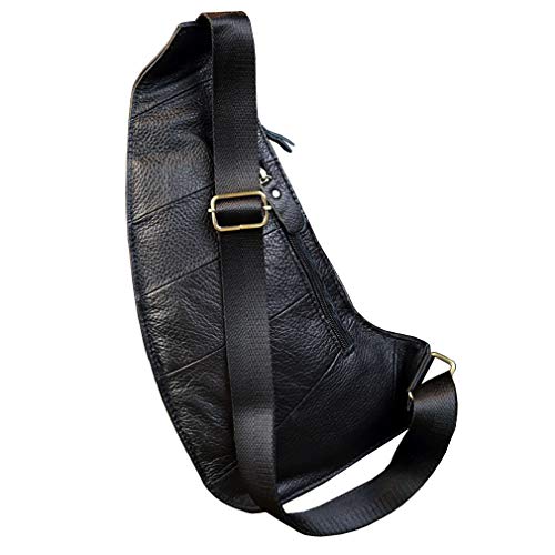 Hebetag Leather Sling Bag Crossbody Backpack for Men Women Travel Outdoor Camping - color: #02black