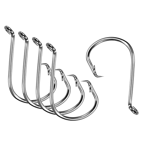 PATIKIL Fishing Circle Hooks, Carbon Steel Offset Hook with Barbs for Freshwater Saltwater - size: 53mm/2.09"