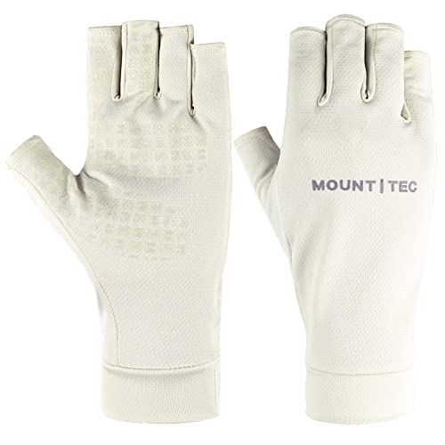 Unisex UV Protective Fingerless Gloves UPF 50+ Summer Sun Glove for Outdoor Fishing Cycling Hiking Driving Kayaking - color: Beige, size: Small