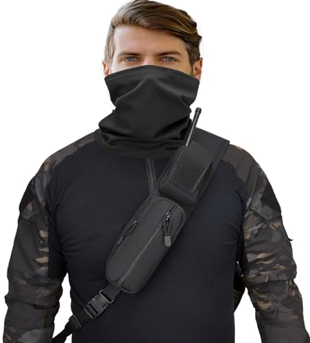 Tactical Sling Crossbody Bag Holster Shoulder Backpack 15L Water Bottle Holder Radio Pouch 6 Elastic Slots for Men Women Hiking Hunting Shooting - color: Black Flip