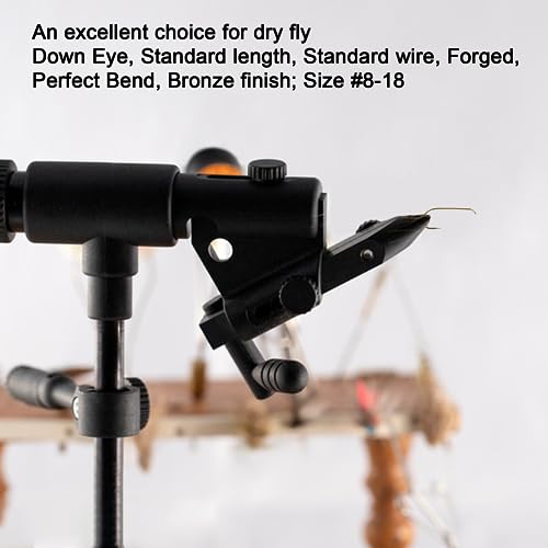 Eupheng Fly Fishing Hooks 100pc Pack Micro Barbed High Carbon Steel Bronze Forged for Dry Flies, Curved Nymphs, Shrimp,Caddis Pupa - color: EP FLY-DRY-7010, size: #14