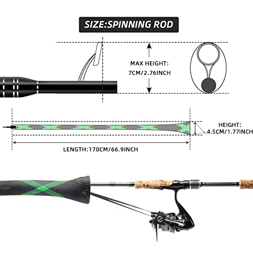 SF Fishing Rod Sock Fishing Rod Sleeve Rod Cover Braided Mesh Rod Protector Pole Gloves Fishing Tools for Spinning Fishing Rod,Casting Rod,Musky Rod, Ice Rod, Fly Rod, Spey Rod - color: Black-green-2pcs, size: Fit Spinning Rod 6-1/2 FT to 7-1/2 FT