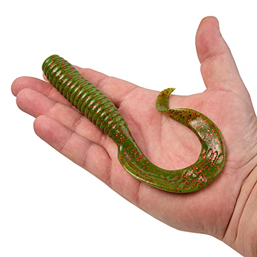Berkley Gulp! Grub Saltwater Fishing Soft Bait - color: Motor Oil Red Fleck, size: 8- Inch