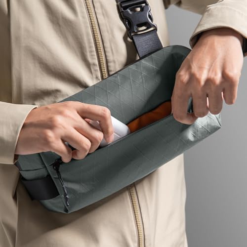 tomtoc Compact EDC Sling Bag 3L-10L, Minimalist Crossbody Bag Chest Shoulder Pack for Men Women, X-pac/Recycled Polyester - color: X-pac Gray, size: S(Fits iPad Mini)