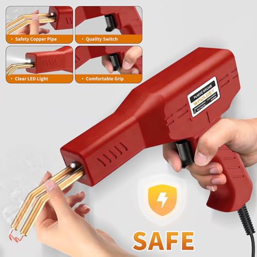 Plastic Welder, 1200PCS Staples, Plastic Welding Kit, Must Have for DIYers, Instant On/Off, Welder Kit, Bumper Repair, Portable Toolbox (Red) - color: Red