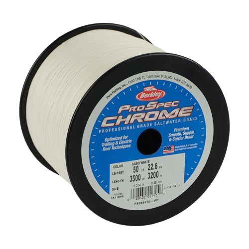 Berkley ProSpec Chrome Braid Fishing Line, Suitable for Saltwater Environments - color: White, size: 50lb - 3500yd