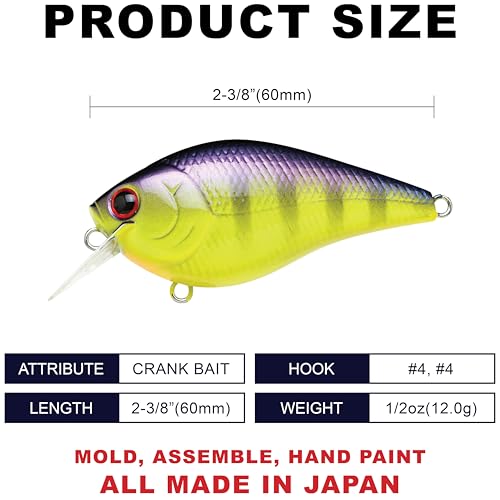 LUCKY CRAFT LC 1.5 Silent Squarebill Crankbait Fishing Lure, 2-3/8", Bass Fishing Lures for Freshwater, Hard Crankbait with Treble Fishing Hooks, Fishing Accessories - color: 136 TO Gill