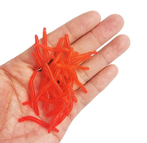 1.6in/3.3/3.9in Fishing Soft Lure Trout Worm Earthworm Bait Lifelike Fake Bloodworm Grub Worm Soft Fishing Lure Baits - color: Light red (200pcs/pack), size: 1.6inch