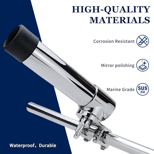 SHENGHUISS Fishing Rod Holder for Boat,360 Degree Stainless Steel Adjustable Fishing Pole Holder,Marine Grade Deck Mount/Rail Mount Rod Holder for Fishing Boat - style: 25-30mm Tube Clamp