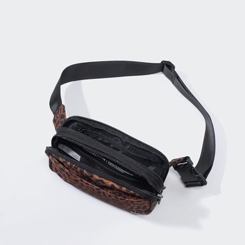 Pander Everywhere Belt Bag for Women, 5 Zipper Pockets Nylon Crossbody Fanny Pack Purse (Midnight Leopard) - color: Midnight Leopard
