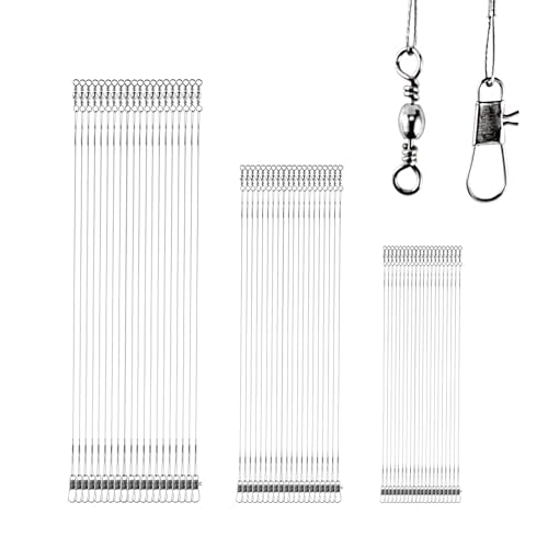 QISHUO Stainless Steel Fishing Leader Saltwater Snap Rigs Wire Leader Line High Strength Fishing Leaders Bait White Nickel 60pcs