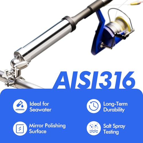Boat Fishing Rod Holder, 360 Degree Marine Grade Stainless Steel 316 Adjustable Swivel Fishing Pole Holders, Deck Mount and Rail Mount Fishing Rod Bracket - style: 32mm Rail Mount
