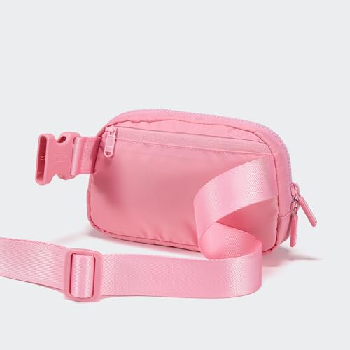 Pander Two Way Zipper Fanny Pack Nylon Everywhere Belt Bag for Women, Water Repellent Waist Packs, Crossbody Bags with Adjustable Strap (Light Pink). - color: Light Pink